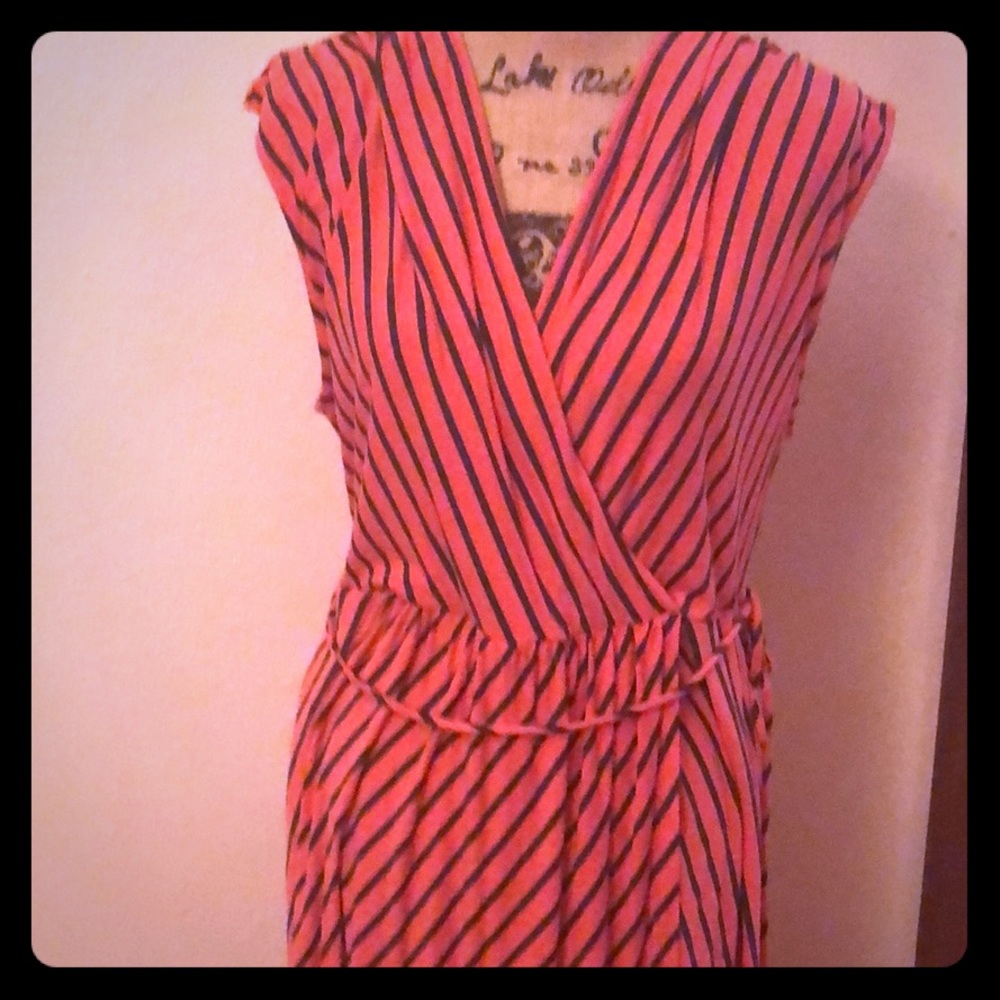 Coral/grey sundress